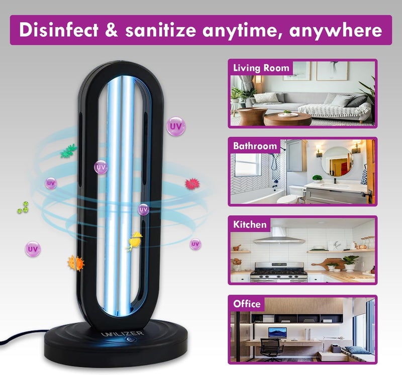 UVILIZER Tower - UV Light Sanitizer & Ultraviolet Lamp with Remote Control (UV-C Cleaner for Home, Room, Office | 38W UVC Disinfection Bulb | Kill Germs, Bacteria, Virus, Dust | USA) - Image 5